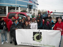 Student from the Academy of Design and Construction participated in this year's Santa Parade in downtown Grand Rapids.