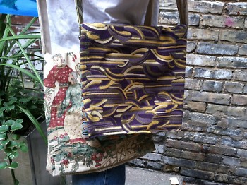Handbags made from salvaged fabric 
