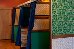 Dressing rooms made from upcycled materials 