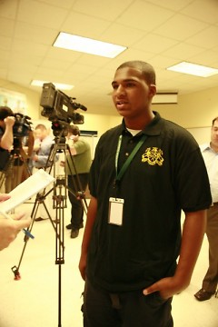 Donovan Cummings, an incoming 9th grade student, spoke to the media about the student benefits of the  