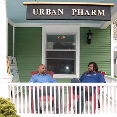 Dom Groenveld (Left) and Ryan VanderMeer (Right) on the porch of Urban Pharm.