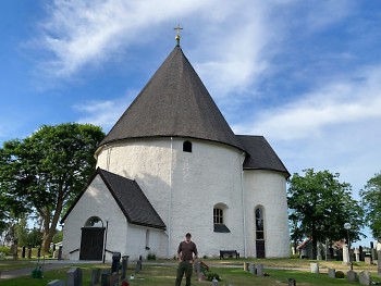 Hagby Church (Sweden) - topped with the cross reportedly crafted by my ancestor.