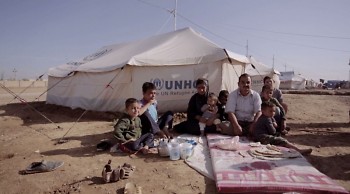 Refugees at a UNHCR camp
