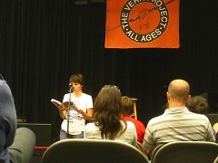 Hopper reading from her book <i>The Girls' Guide to Rocking</i>