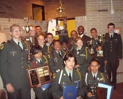 Cadets showing of there Awards they earned at last years award ceremony at Ottawa Hills High School