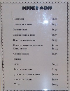 This is a menu from Degage. As you can see the prices are very low. The portions are large and it tastes great.
